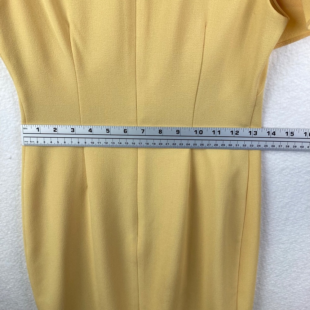 Vince Camuto Womens Yellow Pleated Cape Collar Fitted Dress Size 2 - Picture 13 of 13